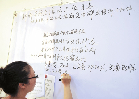 工作人員每天會公布群眾反映問題及相關(guān)職能部門的處理情況 工作人員每天會公布群眾反映問題及相關(guān)職能部門的處理情況