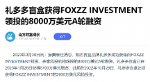 禮多多盲盒獲FOXZZ INVESTMENT領(lǐng)投8000萬(wàn)美元A輪融資